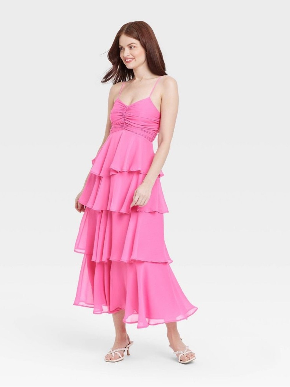 Target Pink Tiered Ruffle Maxi Dress